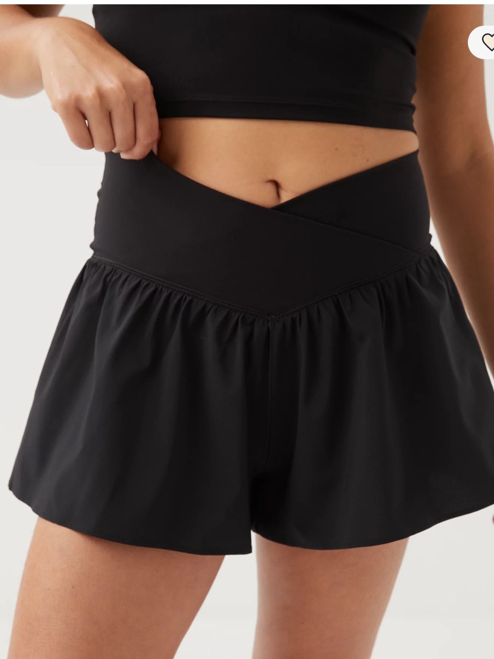 aerie Black Crossover Waist Athletic Shorts